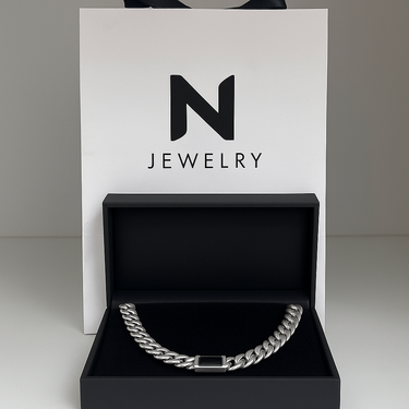 Cuban Link Chain Ironed 10 mm Wide Onyx Pendant - 999 Silver